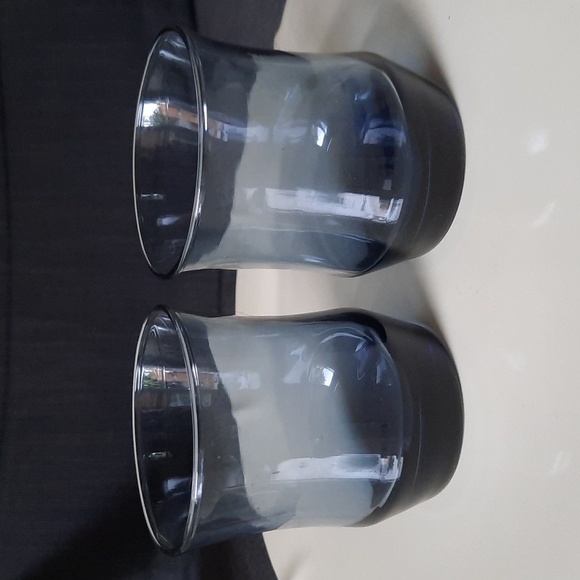 Vintage 2 Sets Libbey Apollo Duskey Navy Blue Lowball Glasses medium & small - Picture 10 of 10